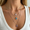 Women's Geometric Layered Necklace With Square Gemstone Rhinestone Pendant And Round Bead Chain Plated Alloy Fashion Jewelry