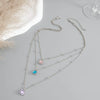 Women's Geometric Layered Necklace With Square Gemstone Rhinestone Pendant And Round Bead Chain Plated Alloy Fashion Jewelry
