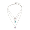 Women's Geometric Layered Necklace With Square Gemstone Rhinestone Pendant And Round Bead Chain Plated Alloy Fashion Jewelry