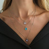 Women's Geometric Layered Necklace With Square Gemstone Rhinestone Pendant And Round Bead Chain Plated Alloy Fashion Jewelry