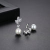 Women's Geometric Leaf Earrings With Pearl And Horse Eye Zircon Accents Electroplated Copper Fashion Jewelry