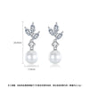 Women's Geometric Leaf Earrings With Pearl And Horse Eye Zircon Accents Electroplated Copper Fashion Jewelry