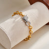 Women's Geometric Leopard Pendant Bracelet In Stainless Steel With Rhinestones And 18K Gold Vacuum Plating