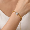 Women's Geometric Leopard Pendant Bracelet In Stainless Steel With Rhinestones And 18K Gold Vacuum Plating