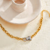 Women's Geometric Leopard Pendant Bracelet In Stainless Steel With Rhinestones And 18K Gold Vacuum Plating