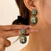 Women's Geometric Leopard Print Pendant Earrings In Electroplated Iron With Steel Ear Posts Exaggerated Fashion Jewelry