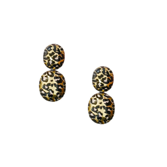 Women's Geometric Leopard Print Pendant Earrings In Electroplated Iron With Steel Ear Posts Exaggerated Fashion Jewelry