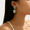 Women's Geometric Leopard Print Pendant Earrings In Electroplated Iron With Steel Ear Posts Exaggerated Fashion Jewelry