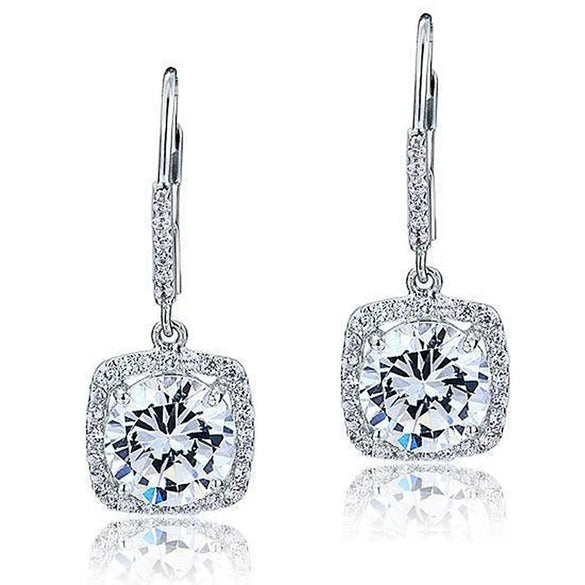 Women's Geometric Light Luxury Shiny Zircon Earrings Copper Jewelry
