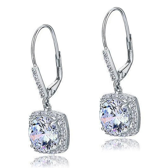 Women's Geometric Light Luxury Shiny Zircon Earrings Copper Jewelry