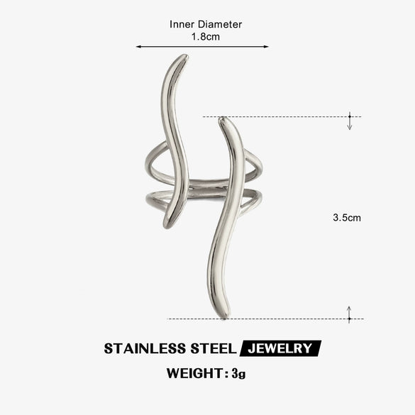 Women's Geometric Line Open Ring In Electroplated Stainless Steel With Light Luxury Minimalist Design