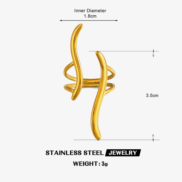 Women's Geometric Line Open Ring In Electroplated Stainless Steel With Light Luxury Minimalist Design