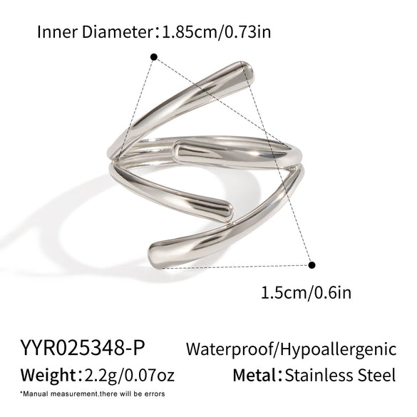 Women's Geometric Line Silver Steel Ring With Electroplating Popular Rock Hiphop Jewelry