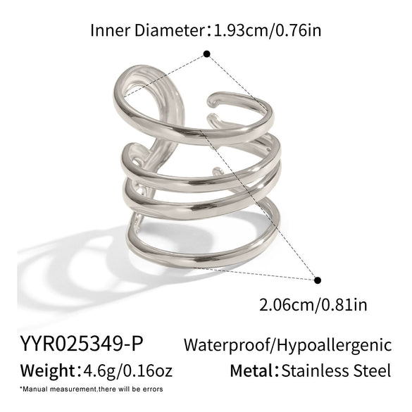 Women's Geometric Line Silver Steel Ring With Electroplating Popular Rock Hiphop Jewelry