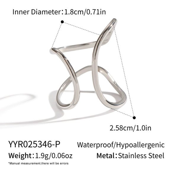 Women's Geometric Line Silver Steel Ring With Electroplating Popular Rock Hiphop Jewelry