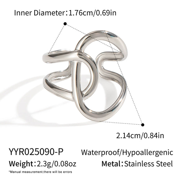 Women's Geometric Line Silver Steel Ring With Electroplating Popular Rock Hiphop Jewelry