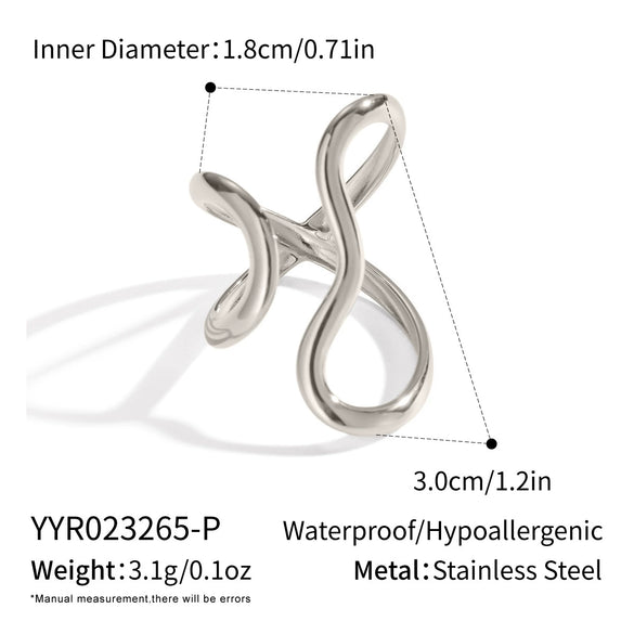 Women's Geometric Line Silver Steel Ring With Electroplating Popular Rock Hiphop Jewelry