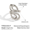 Women's Geometric Line Silver Steel Ring With Electroplating Popular Rock Hiphop Jewelry