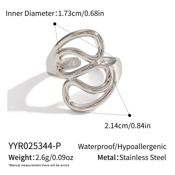 Women's Geometric Line Silver Steel Ring With Electroplating Popular Rock Hiphop Jewelry