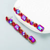 Women's Geometric Long Tassel Earrings With Shiny Alloy And Colored Diamond Details Fashion Statement Jewelry