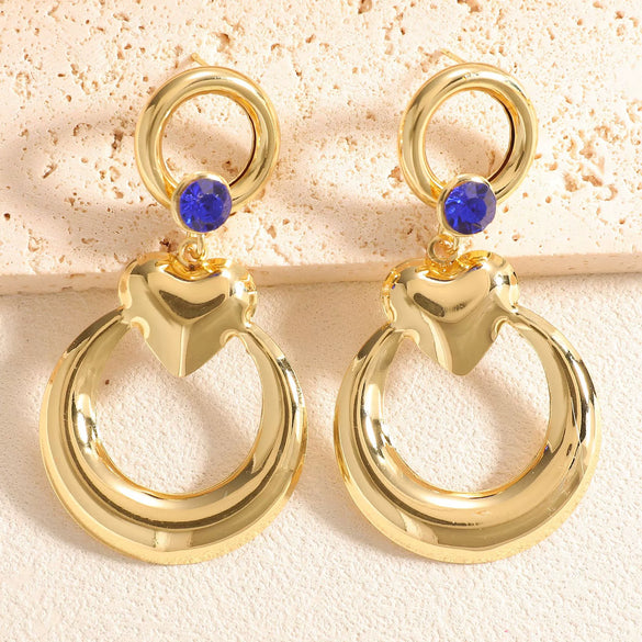 Women's Geometric Love Circle Hoop Earrings With Stainless Steel Posts Electroplated Alloy Fashion Jewelry Wholesale