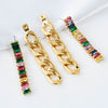 Women's Geometric Metal Chain Tassel Zircon Earrings