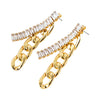 Women's Geometric Metal Chain Tassel Zircon Earrings