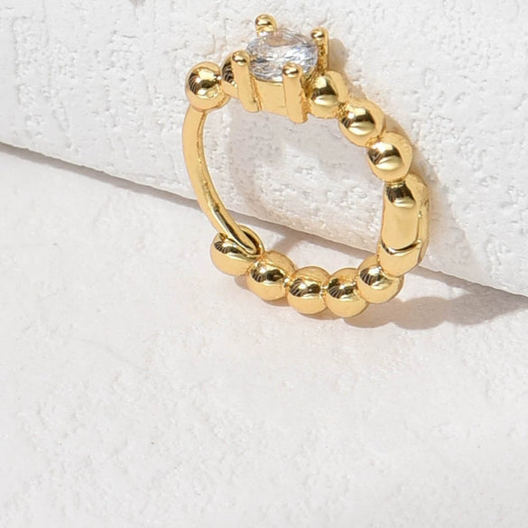 Women's Geometric Metal Ear Buckle Earrings With Zircon Inlay Concave Convex Electroplated Fold Design