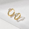 Women's Geometric Metal Ear Buckle Earrings With Zircon Inlay Concave Convex Electroplated Fold Design