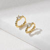 Women's Geometric Metal Ear Buckle Earrings With Zircon Inlay Concave Convex Electroplated Fold Design
