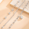 Women's Geometric Metal Pendant Bracelet Set With Round Beads Thin Chains Plated Stackable Jewelry