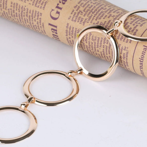 Women's Geometric Metal Ring Waist Chain Belt With Electroplated Finish And Hook Fastening Street Style Skirt Accessory