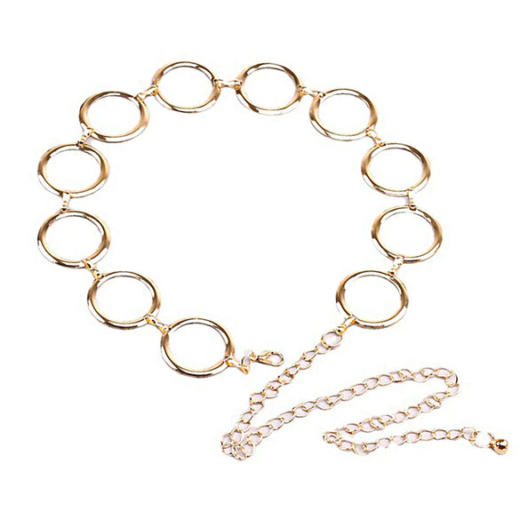 Women's Geometric Metal Ring Waist Chain Belt With Electroplated Finish And Hook Fastening Street Style Skirt Accessory