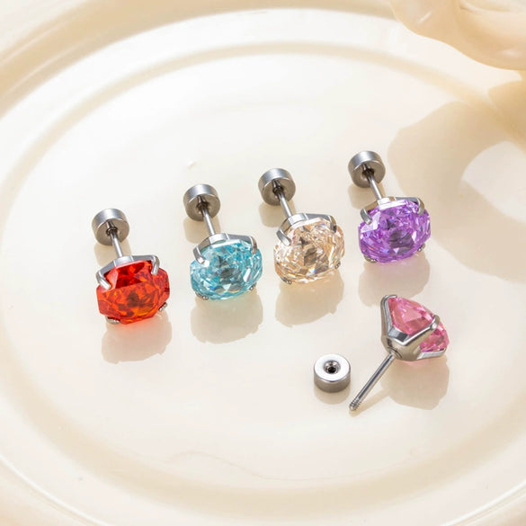 Women's Geometric Metal Titanium Steel Zircon Earrings