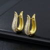 Women's Geometric Micro Paved Zircon Stud Earrings In Environmental Protection Copper With Full Zircon Inlay Trendy Jewelry