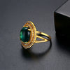 Women's Geometric Minimalist Copper Ring With Zircon And Chrysoprase Cabochon Detail