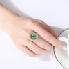 Women's Geometric Minimalist Copper Ring With Zircon And Chrysoprase Cabochon Detail