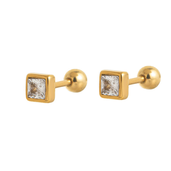 Women's Geometric Minimalist Titanium Steel Birthstone Earrings And Necklace With Diamond Treatment