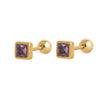 Women's Geometric Minimalist Titanium Steel Birthstone Earrings And Necklace With Diamond Treatment
