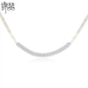 Women's Geometric Mixed Gemstone Copper Necklace With Electroplated Finish And Ribbon Chain Fashion Statement Jewelry