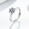 Women's Geometric Moissanite Ring In 925 Silver With Classic Six Prong Setting Electroplated Adjustable Open Band