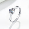 Women's Geometric Moissanite Ring In 925 Sterling Silver With Electroplated Finish Adjustable Open Ring