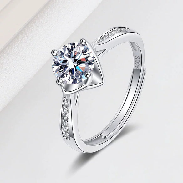 Women's Geometric Moissanite Ring 925 Sterling Silver Electroplated