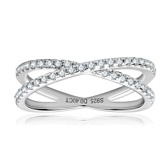 Women's Geometric Moissanite S925 Sterling Silver Ring With Electroplating