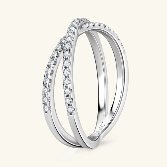 Women's Geometric Moissanite S925 Sterling Silver Ring With Electroplating