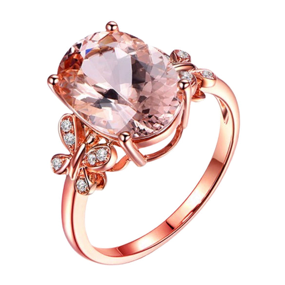 Women’s Geometric Morganite Ring Copper With 18K Rose Gold Plated Finish Simple Elegant Jewelry