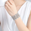 Women's Geometric Multilayer Copper Bracelet With Zircon Accents Wide Electroplated Statement Jewelry