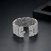 Women's Geometric Multilayer Copper Bracelet With Zircon Accents Wide Electroplated Statement Jewelry