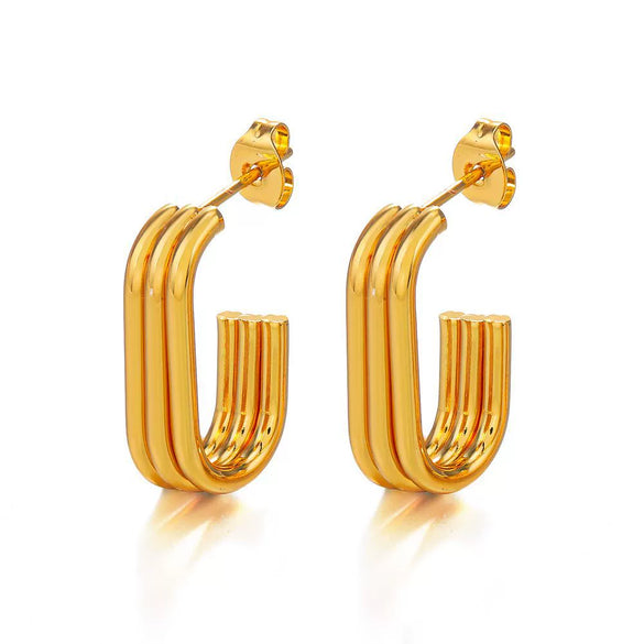 Women's Geometric Multilayer Stainless Steel Real Gold Plated Earrings