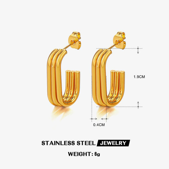 Women's Geometric Multilayer Stainless Steel Real Gold Plated Earrings